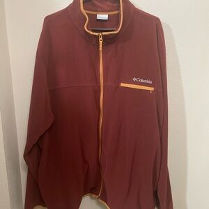 Columbia Men's Zip-Up Fleece Jacket in Maroon with Gold Trim